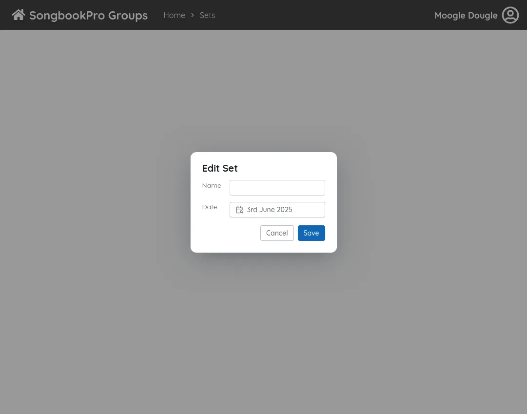 A popup titled 'Create set'. A text editor is labelled '1.'. A date picker is labelled '2.'. A button labelled '3.' is highlighted.